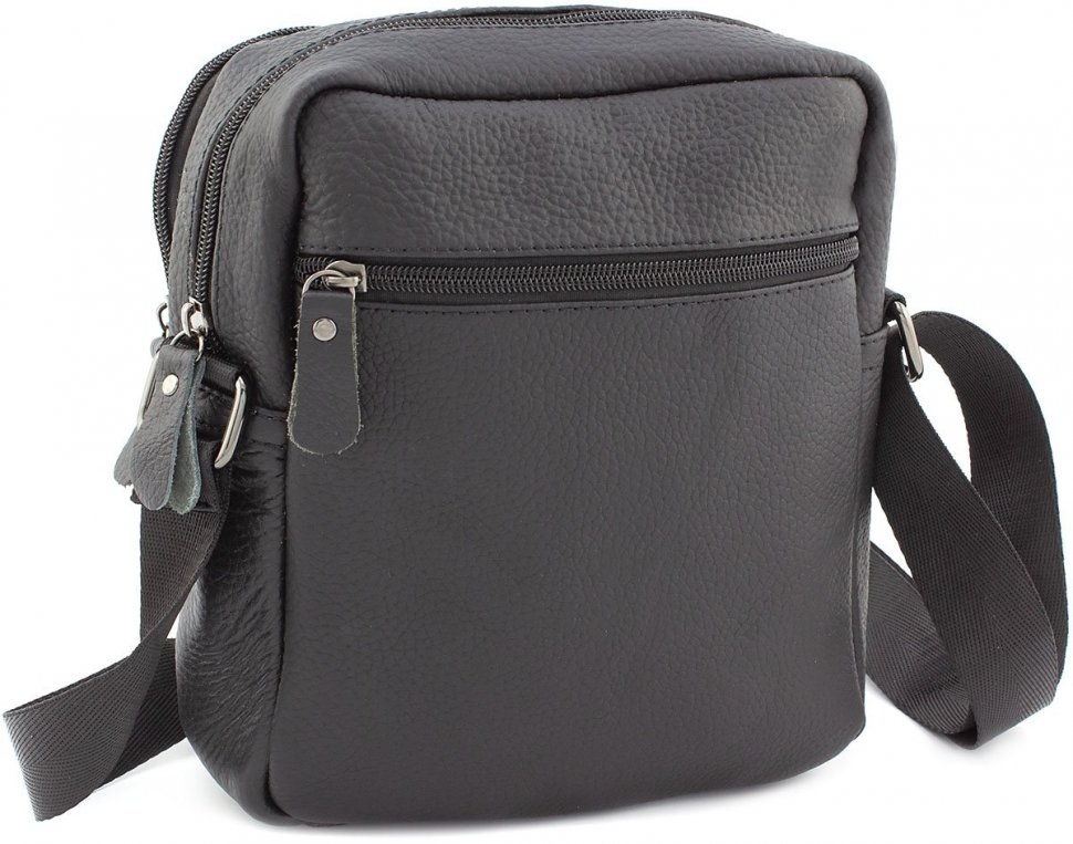 Чорна сумка з натуральної шкіри на плече Leather Collection (11513)
