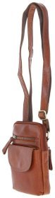 Компактна чоловіча сумка з натуральної гладкої шкіри через плече Ashwood G11 коричневого кольору 94485