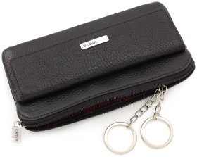 Черная горизонтальная ключница из фактурной кожи KARYA (395-45)