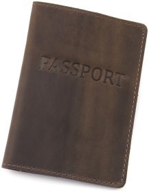 Обложка на паспорт из винтажной натуральной кожи коричневого цвета Leather Collection 94585
