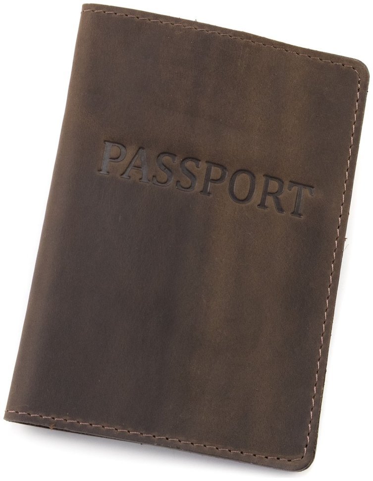 Обложка на паспорт из винтажной натуральной кожи коричневого цвета Leather Collection 94585 modnotak фото №1