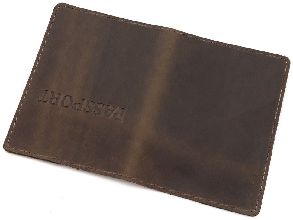 Обложка на паспорт из винтажной натуральной кожи коричневого цвета Leather Collection 94585 modnotak фото №4