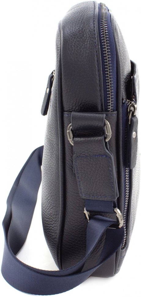 Синя чоловіча сумка на плече з натуральної шкіри Leather Collection (11111)
