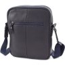 Синя чоловіча сумка на плече з натуральної шкіри Leather Collection (11111) - 3