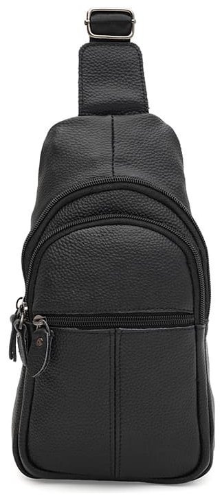 Мужская сумка-рюкзак через плечо из натуральной кожи Borsa Leather 94685 чёрного цвета modnotak фото №1