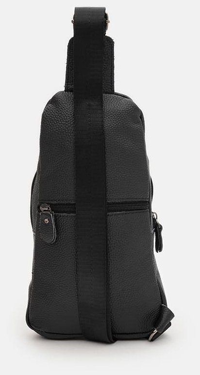 Мужская сумка-рюкзак через плечо из натуральной кожи Borsa Leather 94685 чёрного цвета modnotak фото №3