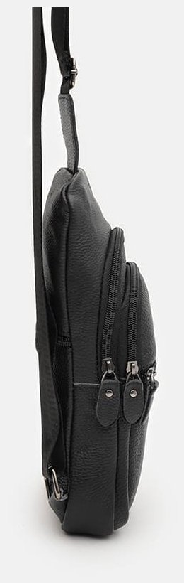 Мужская сумка-рюкзак через плечо из натуральной кожи Borsa Leather 94685 чёрного цвета modnotak фото №4