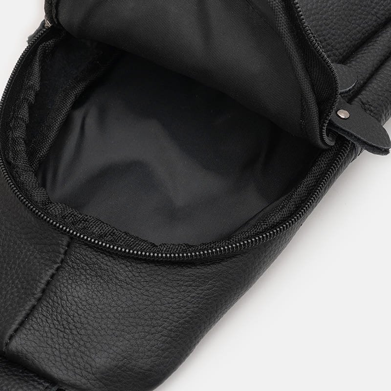 Мужская сумка-рюкзак через плечо из натуральной кожи Borsa Leather 94685 чёрного цвета modnotak фото №5