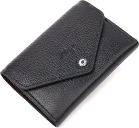 Компактный женский кошелек с монетницей из натуральной кожи черно-красного цвета KARYA (2421071)