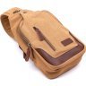 Текстильная мужская сумка-слинг через плечо песочного цвета Vintage (20385) - 3