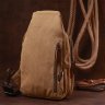 Текстильная мужская сумка-слинг через плечо песочного цвета Vintage (20385) - 8