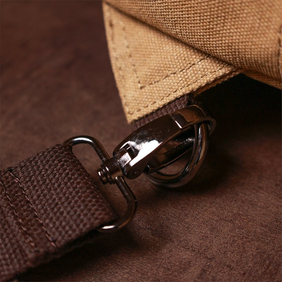 Текстильна чоловіча сумка-слінг через плече пісочного кольору Vintage (20385)