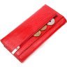 Лаковий жіночий горизонтальний гаманець із натуральної шкіри під рептилію в червоному кольорі KARYA (2421171) - 6