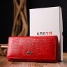 Лаковий жіночий горизонтальний гаманець із натуральної шкіри під рептилію в червоному кольорі KARYA (2421171) - 9