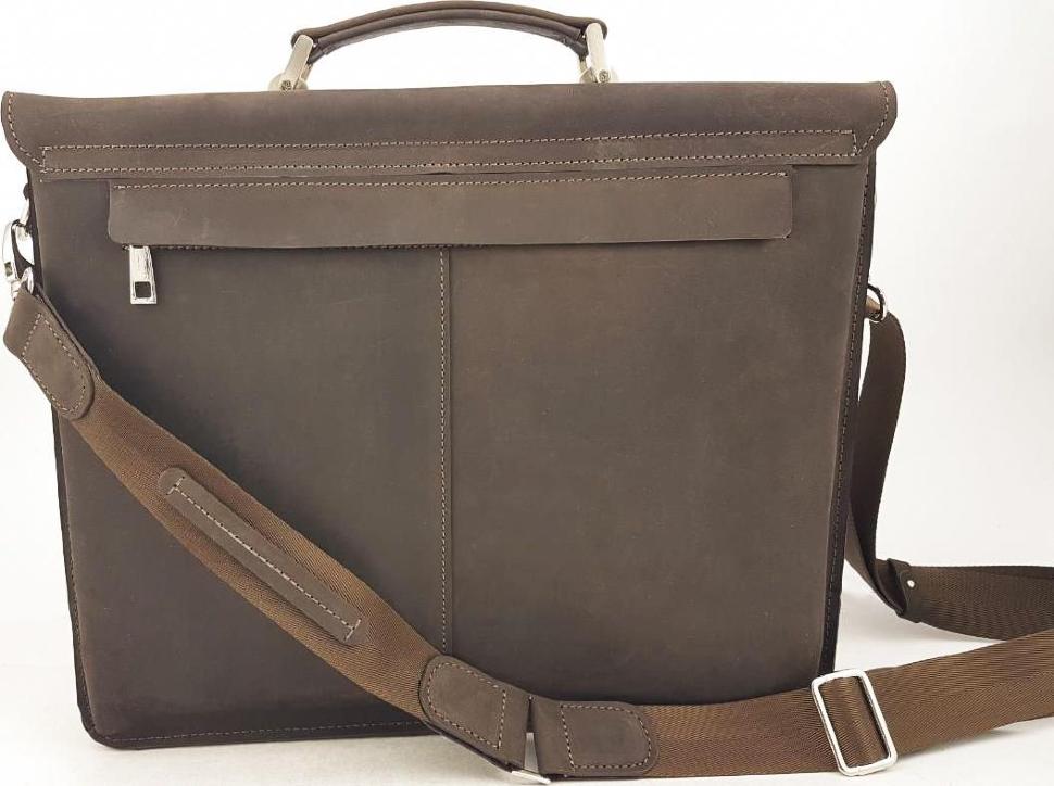 Классический мужской портфель из кожи Крейзи коричневого цвета VATTO (11727)