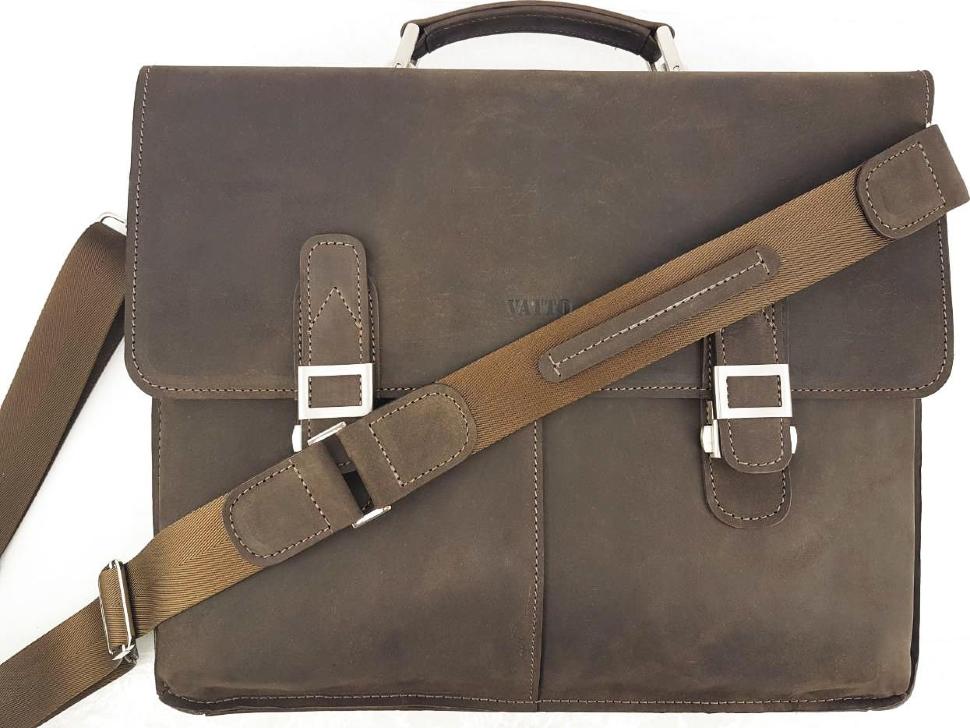 Класичний чоловічий портфель зі шкіри Крейзі коричневого кольору VATTO (11727)