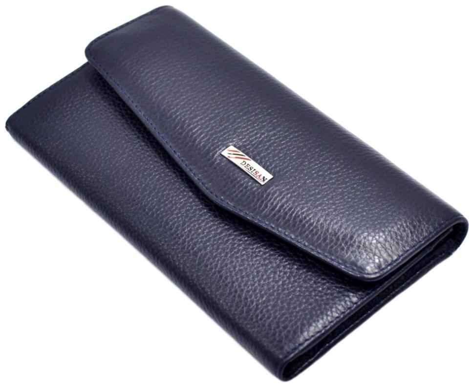 Синий кошелек из зернистой кожи для женщин Desisan 106585 на кнопке modnotak фото №5