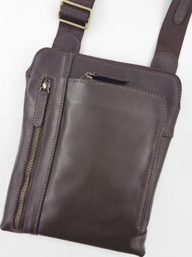 Мужская кожаная сумка на молнии коричневого цвета VATTO (12126)