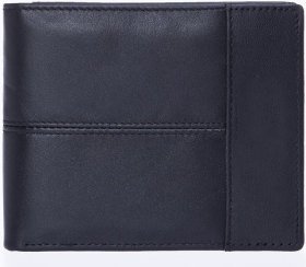 Повседневное горизонтальное мужское портмоне из гладкой кожи черного цвета Vintage (2420040)