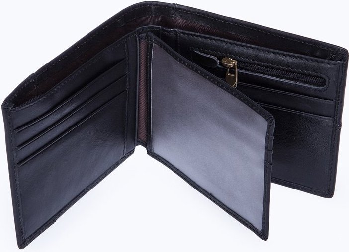 Повсякденне горизонтальне чоловіче портмоне з гладкої шкіри чорного кольору Vintage (2420040)