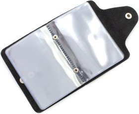 Небольшая черная визитница с фиксацией ST Leather (18861)