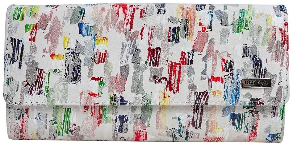 Большой разноцветный женский кошелек из кожи на кнопке Desisan 107185 modnotak фото №1