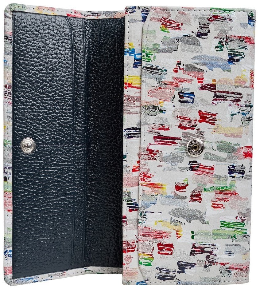 Большой разноцветный женский кошелек из кожи на кнопке Desisan 107185 modnotak фото №3