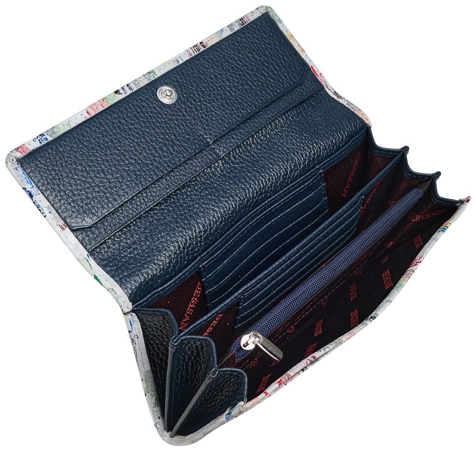 Большой разноцветный женский кошелек из кожи на кнопке Desisan 107185 modnotak фото №4