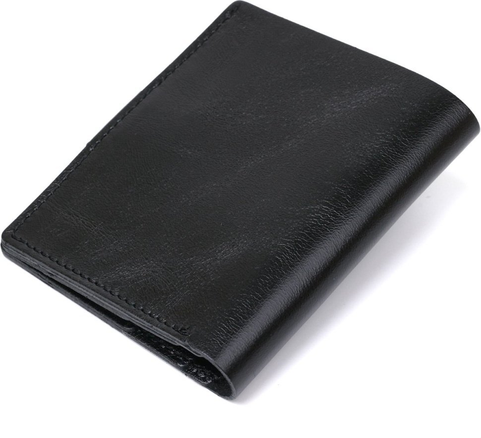 Чорне чоловіче портмоне з натуральної шкіри гладкого типу без монетниці Shvigel (2416502)