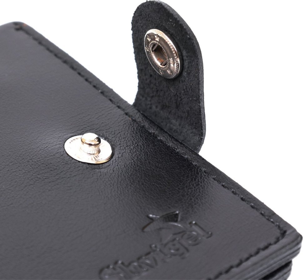 Черное мужское портмоне из натуральной кожи гладкого типа без монетницы Shvigel (2416502)
