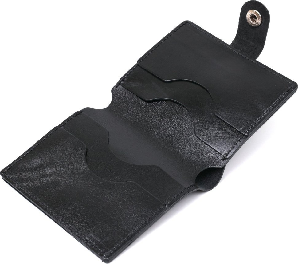 Чорне чоловіче портмоне з натуральної шкіри гладкого типу без монетниці Shvigel (2416502)