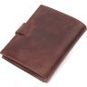 Темно-коричневый мужской кошелек из винтажной кожи с хлястиком на кнопке KARYA (2421387) - 2