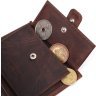 Темно-коричневый мужской кошелек из винтажной кожи с хлястиком на кнопке KARYA (2421387) - 7