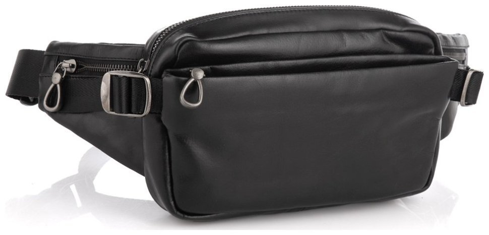 Черная кожаная мужская сумка-бананка на пояс Tiding Bag 77485 фото №1 Черная кожаная мужская сумка-бананка на пояс Tiding Bag 77485 modnotak фото №1