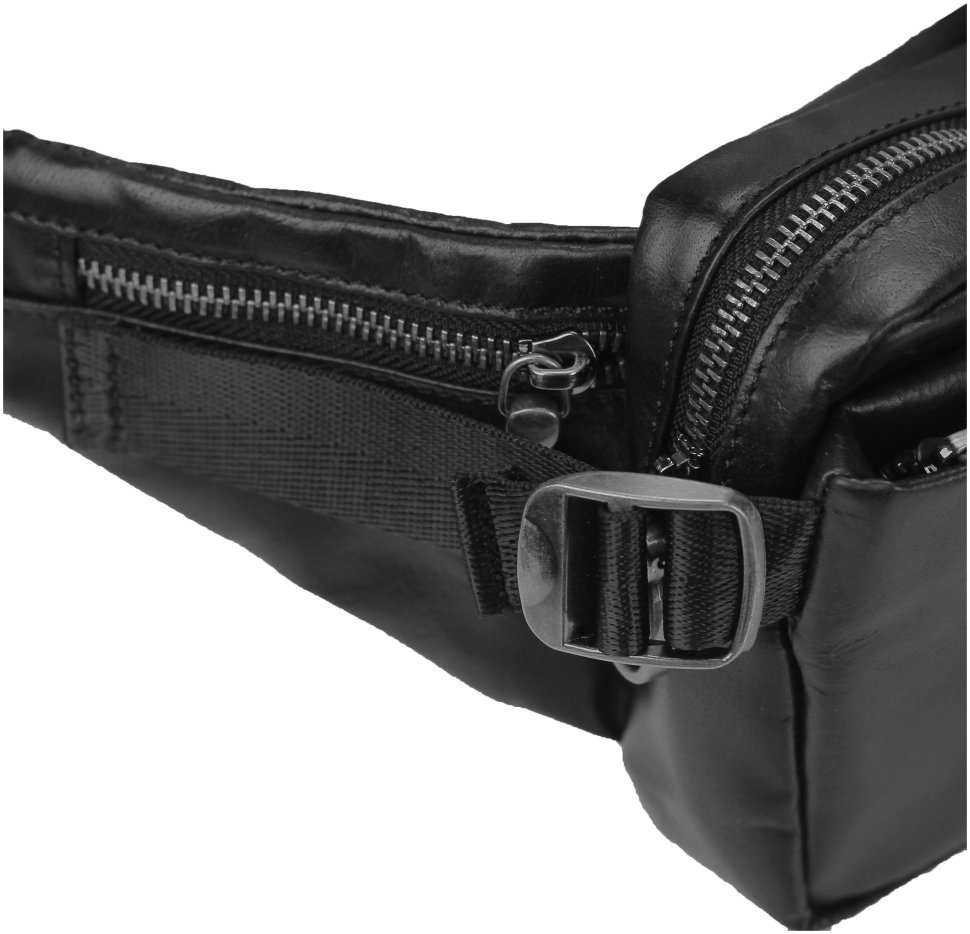 Черная кожаная мужская сумка-бананка на пояс Tiding Bag 77485 фото №3 Черная кожаная мужская сумка-бананка на пояс Tiding Bag 77485 modnotak фото №3