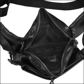 Черная кожаная мужская сумка-бананка на пояс Tiding Bag 77485