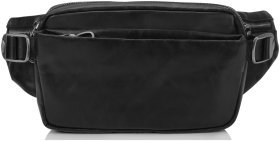 Черная кожаная мужская сумка-бананка на пояс Tiding Bag 77485
