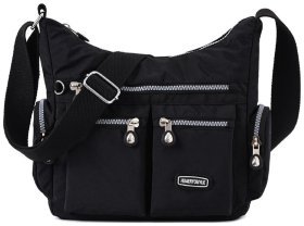 Женская сумка из черного текстиля с одной лямкой на плечо Confident 77585