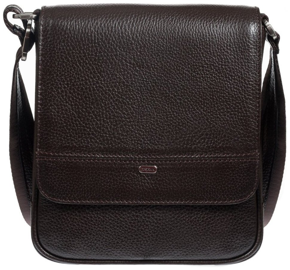 Наплечная кожаная мужская сумка коричневого цвета DESISAN 107685 modnotak фото №1