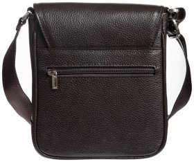 Наплічна шкіряна чоловіча сумка коричневого кольору DESISAN 107685