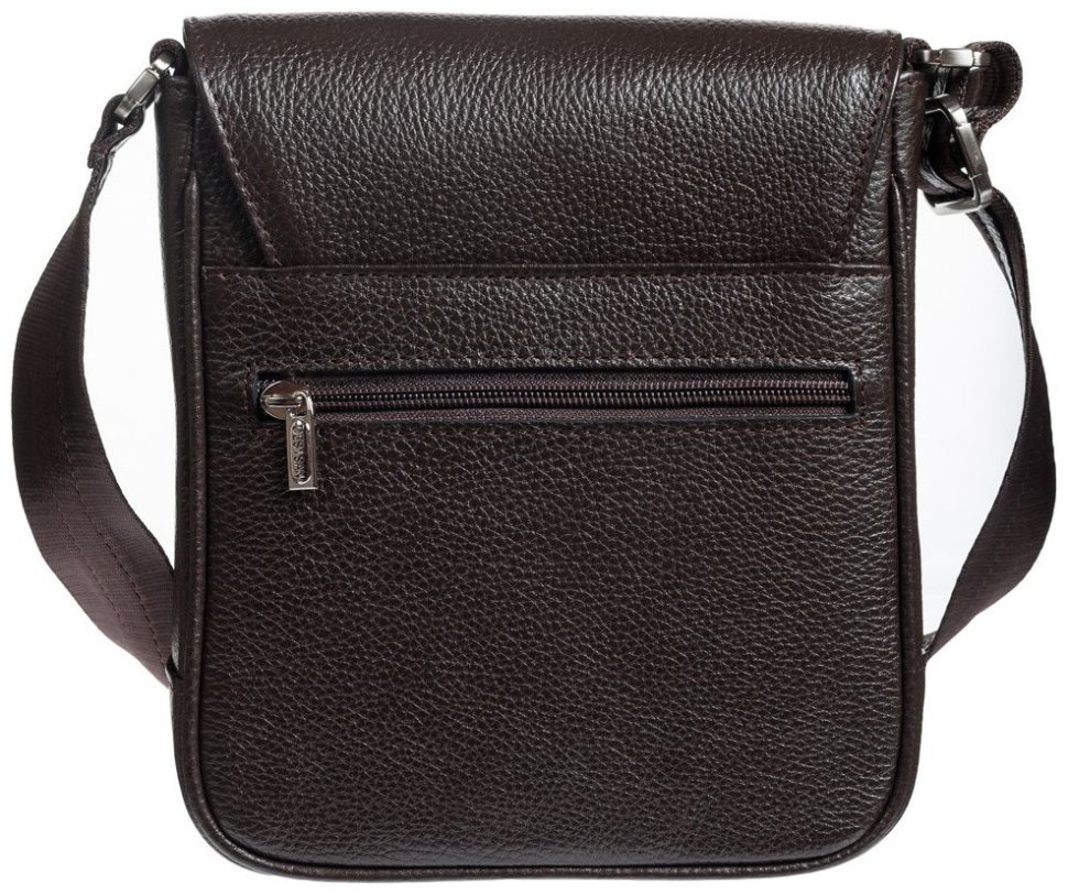 Наплечная кожаная мужская сумка коричневого цвета DESISAN 107685 modnotak фото №2