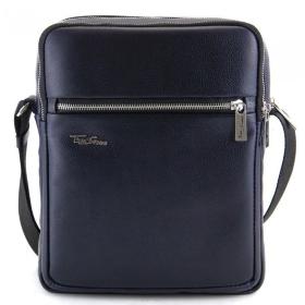 Темно-синя сумка з натральной шкіри на дві блискавки Tom Stone (12200) - 2
