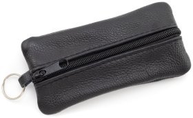 Большая кожаная ключница с двумя отделениями для ключей Leather Collection 97785 черного цвета