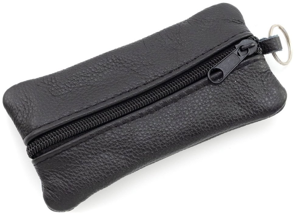 Велика шкіряна ключниця з двома відділеннями для ключів Leather Collection 97785 чорного кольору modnotak фото №4