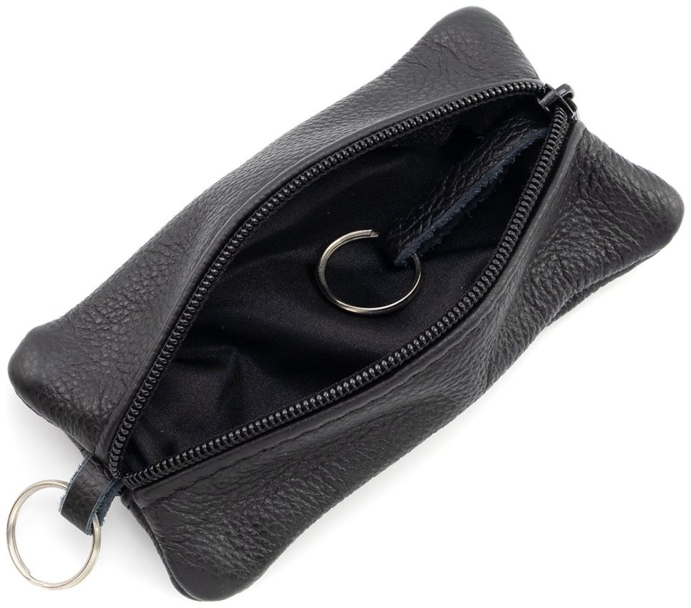 Велика шкіряна ключниця з двома відділеннями для ключів Leather Collection 97785 чорного кольору modnotak фото №3