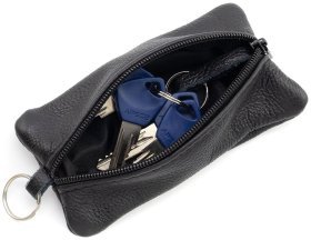 Большая кожаная ключница с двумя отделениями для ключей Leather Collection 97785 черного цвета