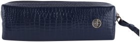 Компактная косметичка из натуральной кожи с фактурой под кроко Hammonds Flycatcher UC501 синего цвета 107985