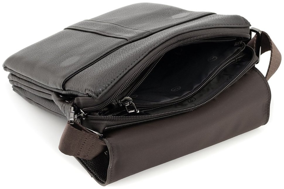 Мужская наплечная сумка из натуральной кожи коричневого цвета H.T Leather 78085