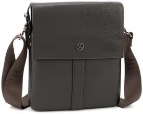 Чоловіча наплечна сумка з натуральної шкіри коричневого кольору HT Leather 78085