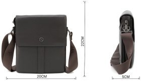 Мужская наплечная сумка из натуральной кожи коричневого цвета H.T Leather 78085